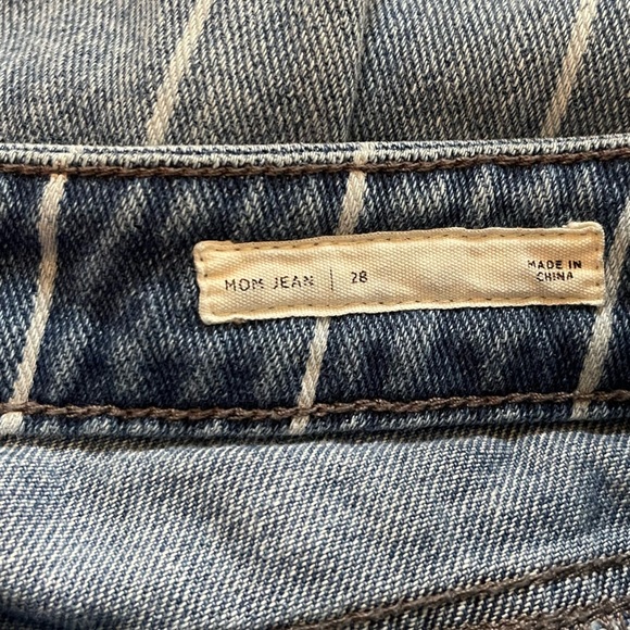 Women’s PacSun medium wash white stripe 100% cotton mom jeans 28 - Picture 4 of 5